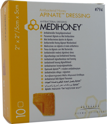 MEDIHONEY Apinate med.Honig Alginatverband 5x5 cm